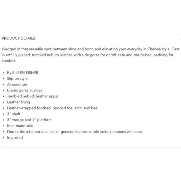 Eileen Fisher Caddy-TN Women's US 9.5M Chelsea Bootie Graphite Nubuck Wedge Heel - Picture 15 of 15